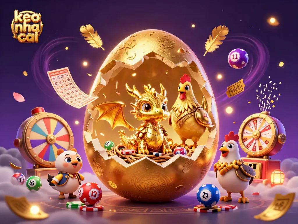 Engage with keo nha cai's exciting essence featuring a golden dragon and vibrant gambling elements.
