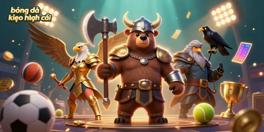 Engaging dynamic scene of bóng đá kèo nhà cái with animated sports elements and characters in action.
