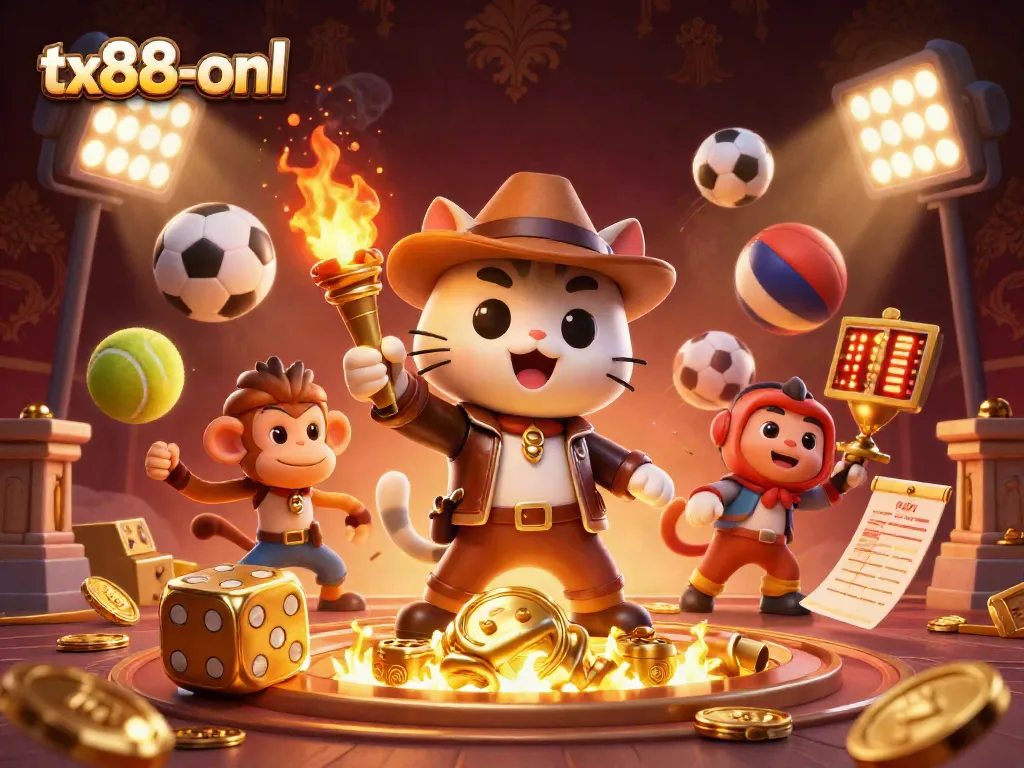Engage with tx88-onl as the explorer cat discovers treasures in 3D casino adventure.