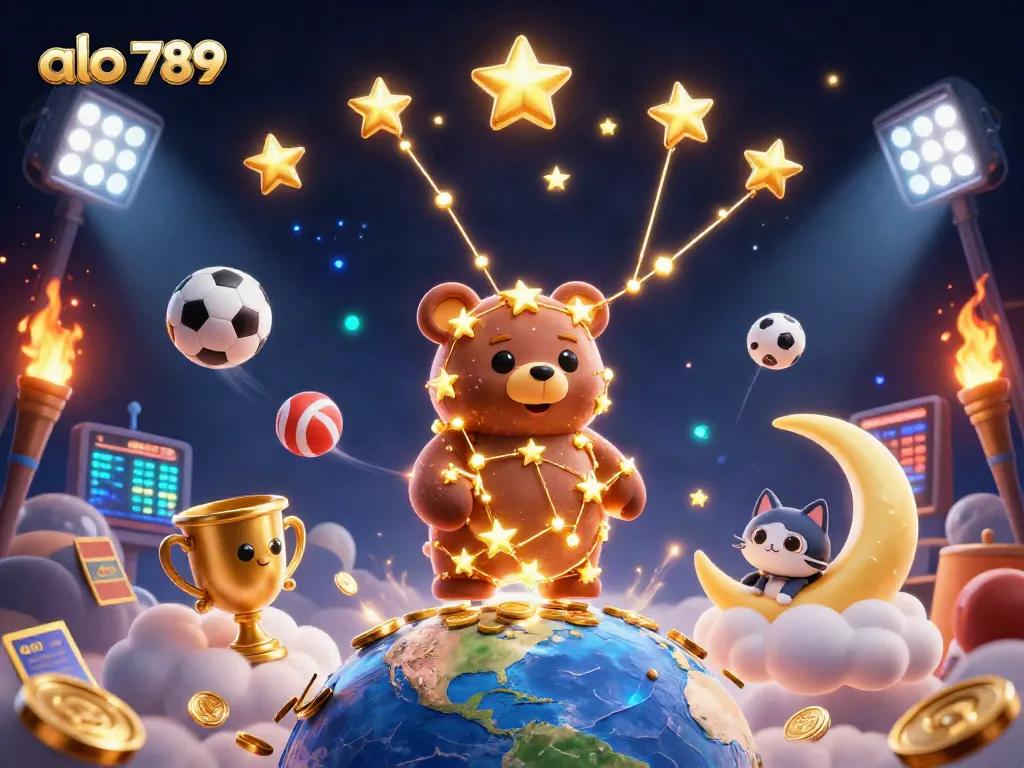 Experience thrilling gameplay with the stellar alo 789 constellation bear surrounded by sports elements.