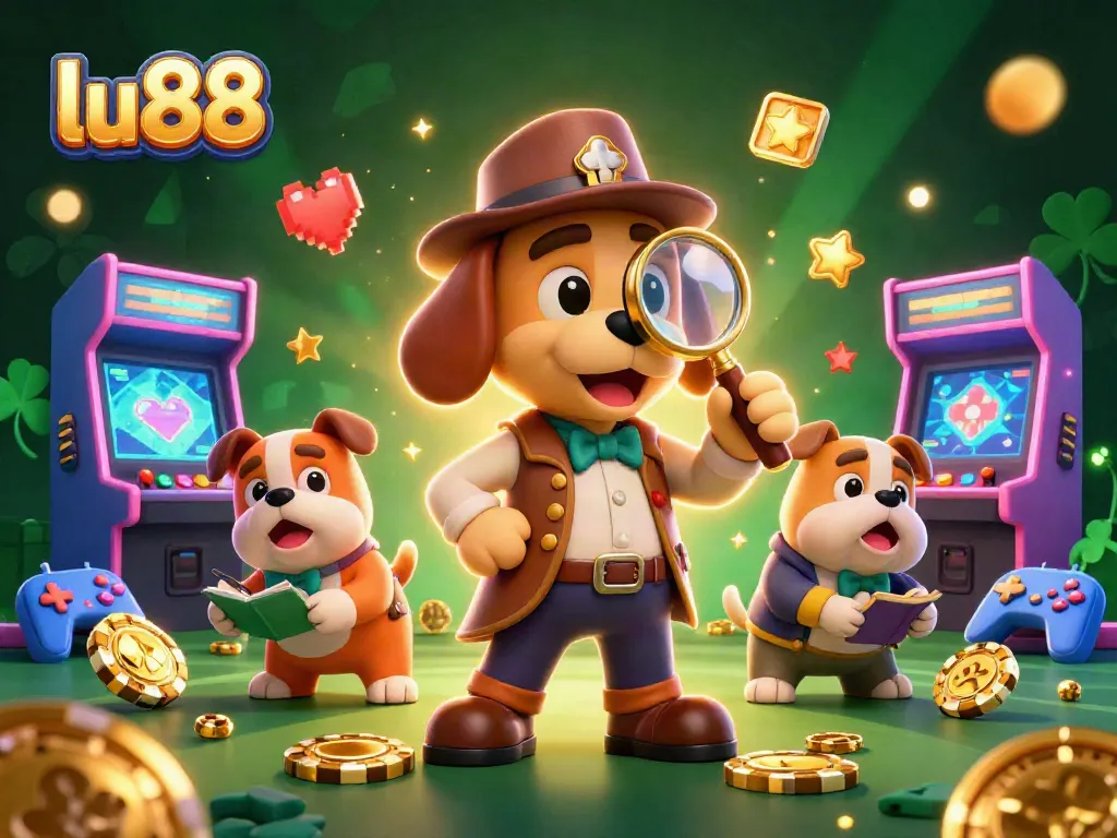 Experience thrilling betting with LU88, featuring a detective uncovering poker chips amidst colorful casino elements.