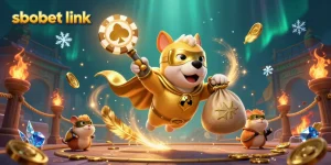 Bet on sbobet link for thrilling experiences with a 3D superhero dog and winning symbols.